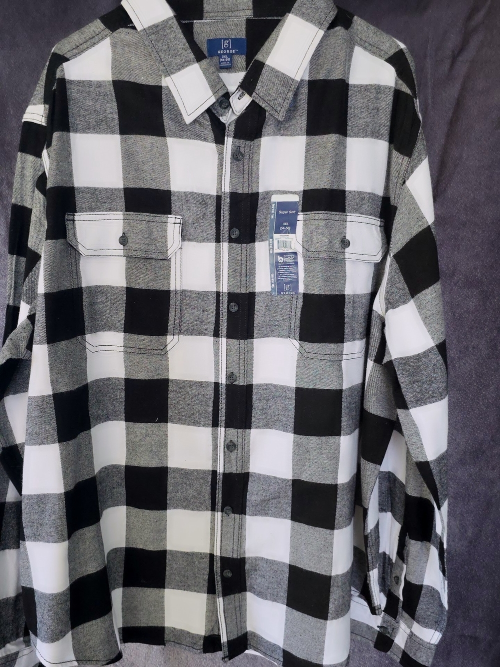 George Black & White Buffalo Check Button-Down Shirt